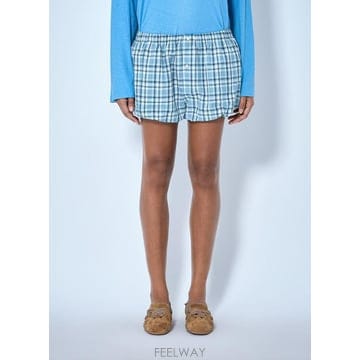 Acne 26 FW ��ũ�� ���� Gathered Check Shorts acn0265016blu26 FW ��ũ�� ���� Gathered Check Shorts acn0265016blu