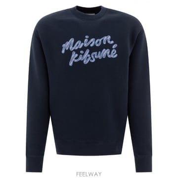 25SS Maison Kitsune 핸드라이팅 Striped 스웨트 셔츠 NM00310KM0307P480 T