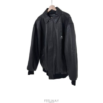 [M] 발렌시아가 남성 스포티 비 택시 블루종 레더 봄버 자켓 블랙