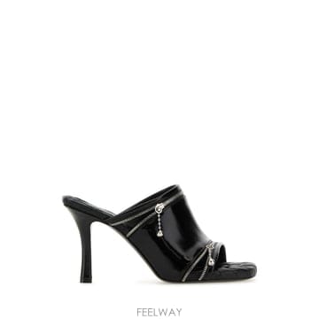 24SS 버버리 블랙 레더 Peep 뮬 8080259A1189 TP579354626
