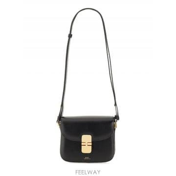 26SS A P C  Grace 블랙 미니 크로스바디 백 with Adjustable Strap 앤 로고 L