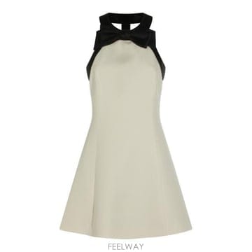 26FW 발렌티노 가라바니 미디 원피스 9B3VAKH4 1CF9Z7 VANIGLIA NERO