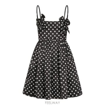 26SS 가니 폴카 도트 새틴 미니 드레스 A1030193 099 BLACK SAND