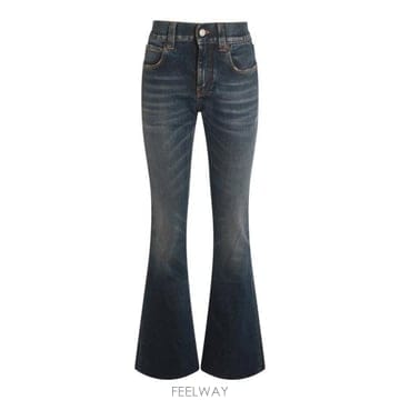 25FW 발렌시아가 슬림 핏 부츠컷 팬츠 838692 TSWC45002 DARK BLUE
