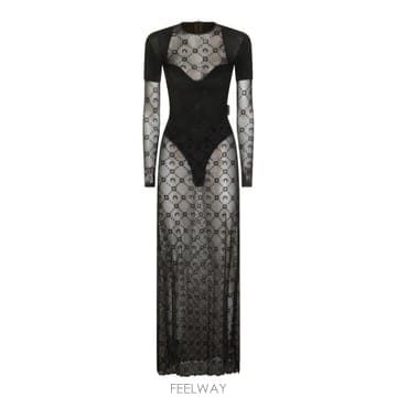 26SS 마린세르 롱 원피스 WJS028ACJER0005 BK99 BLACK