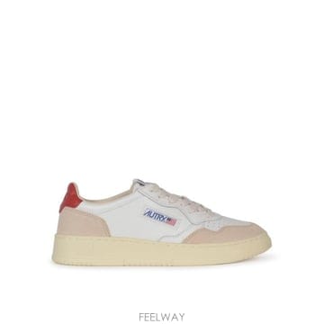 26SS 오트리 메달리스트 로우 레더 스니커즈 AULW LS43 LEAT SUEDE WHT RED