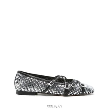 MACH & MACH 25SS MACH MACH CRYSTAL NET SQUARE TOE BALLERINAS WITH STRAPS25SS MACH MACH CRYSTAL NET SQUARE TOE BALLERINAS WITH 