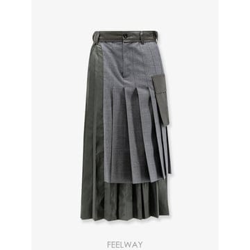 사카이 플리트 울 블렌드 스커트 2608569342 B0652283829