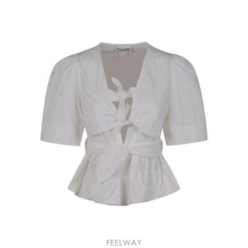 GANNI 26SS ���� ��Ʈ��ġ ��ư Ÿ�̽�Ʈ�� ����콺 W0309 151 Bright white26SS ���� ��Ʈ��ġ ��ư Ÿ�̽�Ʈ�� ����콺 W0309 151 