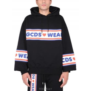 지씨디에스 GCDS 로고 프린트 후드티 블랙