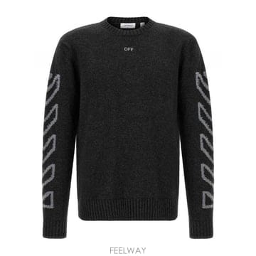 Off White 26FW Off ȭ��Ʈ diag arrow fuzzy ������ with intarsia OMHE087F26KN26FW Off ȭ��Ʈ diag arrow fuzzy ������ with intarsia 