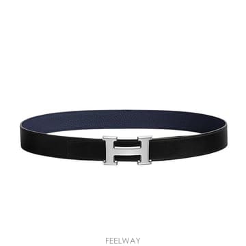 에르메스 H 버클 리버시블 남성 가죽 벨트 블랙/초콜렛 32mm