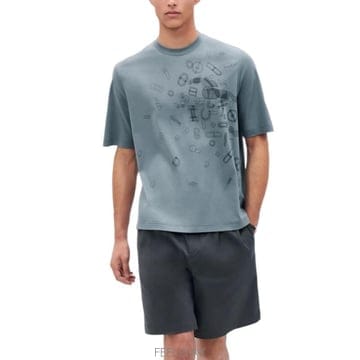 에르메스 남자 반팔 티셔츠 Fragments Equestres t shirt H557910HA3KME
