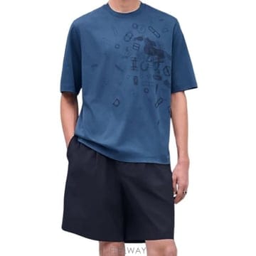 에르메스 남자 반팔 티셔츠 Fragments Equestres t shirt H557910HA5ULA