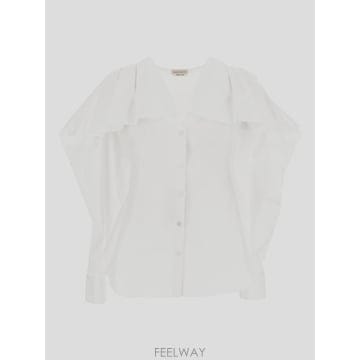 Alexander Mcqueen 23FW �˷���� ���� CAMICIA CON DRAPPEGGIO 769055QAAAD9000 TP58141823FW �˷���� ���� CAMICIA CON DRAPPEGGIO 769055QAAAD9