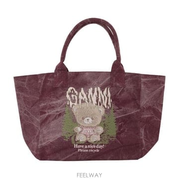 26 F/W 가니 미디엄 TRAPEZE 스노우 테디 쇼퍼 백 GANN B0732280973