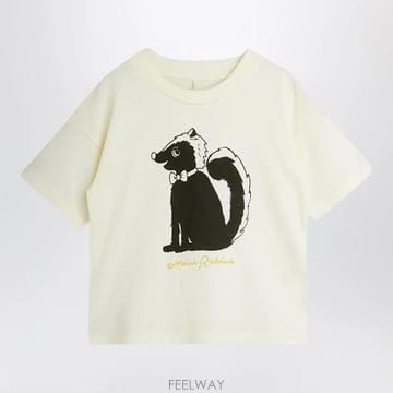 26 F/W 미니로디니 화이트 코튼 티셔츠 WITH SKUNK 프린트 B0052284513
