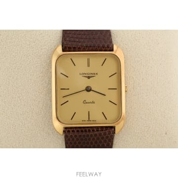 론진 Longines 골드 다이얼 직사각형 케이스 쿼츠 시계 Ref. 978-6412
