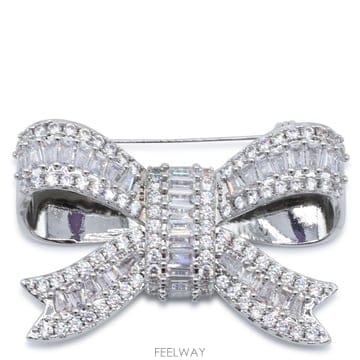 셀프 포트레이트 실버 크리스탈 보우 BROOCHE AW26602BS B0482286824