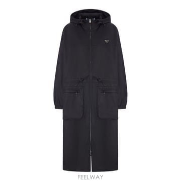 해외 로마배송 프라다 여성 후드가 달린 리나일론 트렌치코트 292388SOOO1WQ8 F0002 BLACK