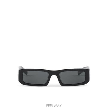PRADA �ؿ� �θ���� ����� ���� �ﰢ�� �ΰ��� �ִ� ���۶� 0PRD09SD 16K08Z BLACK�ؿ� �θ���� ����� ���� �ﰢ�� �ΰ��� �ִ� ���۶� 