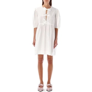 GANNI 26SS ���� ��ư ���ø� Ÿ�� ��Ʈ�� �̴� �巹�� F91706479 151 Bianco26SS ���� ��ư ���ø� Ÿ�� ��Ʈ�� �̴� �巹�� F9170647