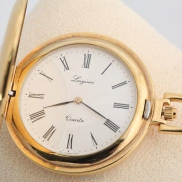 론진 Longines 화이트 다이얼 쿼츠 포켓 워치 회중시계