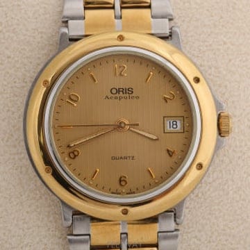 오리스 ORIS 골드 다이얼 데이트 쿼츠 시계 7361A