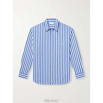 셀린느 TRIOMPHEEMBROIDERED 스트라이프 코튼 셔츠 R B0082290311