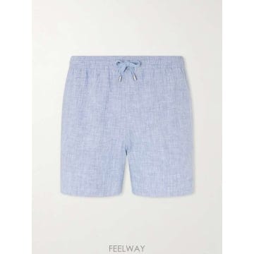 랄프로렌 AMALFI 스트레이트레그 드로스트링 린넨블렌드 쇼츠 79 B0082289151