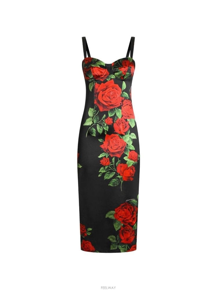 Dolce&Gabbana ��ü �� ���ٳ� ROSES ����Ʈ ��ũ �̵� �巹�� F622KTFS B0712295833��ü �� ���ٳ� ROSES ����Ʈ ��ũ �̵� �巹�� F622KTFS 