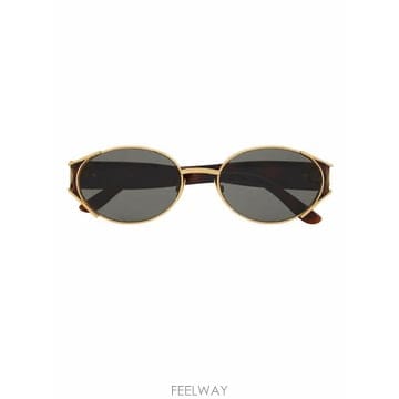 26FW 생로랑 오벌 프레임 선글라스 A003D4Y9968 8039 GOLD HAVANA GREY