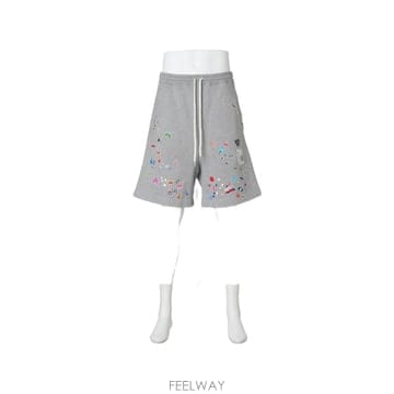 메종미하라야스히로 kids sticker printed sweat shorts 12208807149832 T