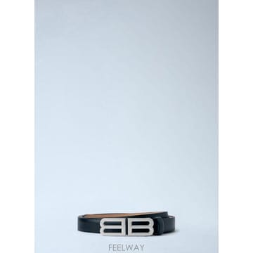 26 FW 발렌시아가 남성 금속 로고 버클 가죽 벨트 bal0165022blk