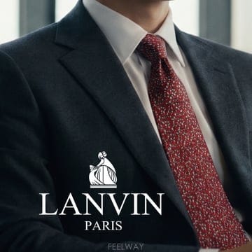 LANVIN 랑방 실크 레드 자수 패턴 넥타이 8cm S~A+등급 E1943