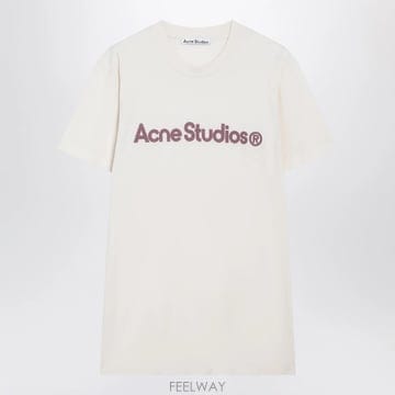 26 F/W 아크네 스튜디오 페일 핑크 코튼 티셔츠 WITH 로고 C B0052288328