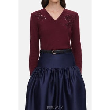 26 F/W 셀프 포트레이트 버건디 플라워 울 점퍼 AW26149TA B0032294687