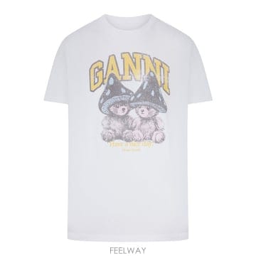 GANNI �ؿ� �θ���� ���� ���� �׵� ���� ����Ʈ Ƽ���� A1050311 151 BRIGHT WHITE�ؿ� �θ���� ���� ���� �׵� ���� ����Ʈ Ƽ���� A10503