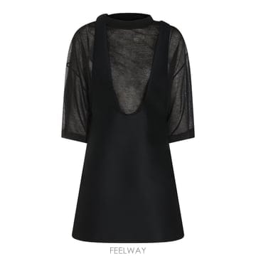 발렌시아가 블랙 울 & 실크 블렌드 미니 드레스 A0028KTUT2 B0562291790