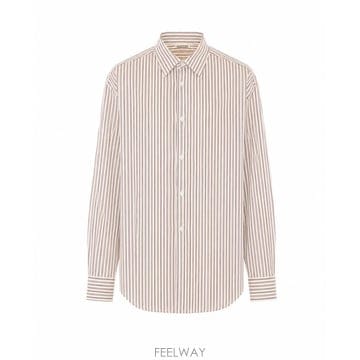 26 F/W 오라리 스트라이프 셔츠 A26AS03CS/RED BROW B0012288509