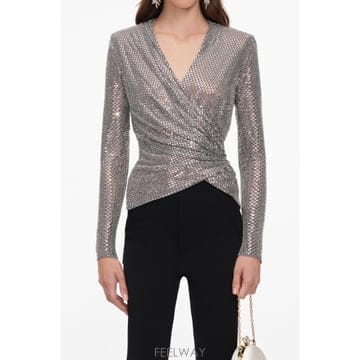 Self Portrait [G95]������Ʈ����Ʈ AW26154TGRGREY ���� ���� ����콺 ���� RHINESTONE MESH WR[G95]������Ʈ����Ʈ AW26154TGRGREY ���� ���� ����콺 