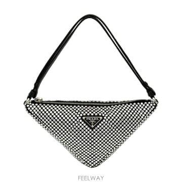 프라다 Prada 1BC190 크리스탈 새턴 트라이앵글 미니 숄더백