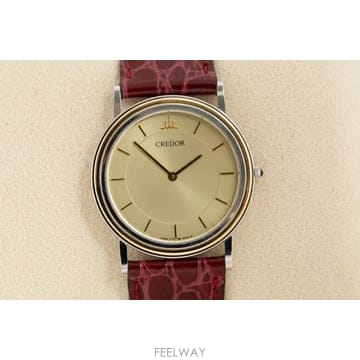 세이코 크레도르 SEIKO Credor 18K 골드 베젤 쿼츠 시계  7770-6030