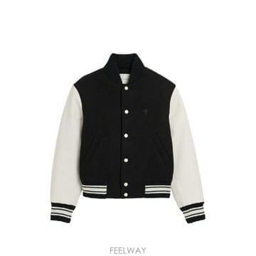Ami �׶�����Ÿ �ؿ� �ƹ� ���� WOOL AND LEATHER BOMBER ���� HJK941WV0078001�׶�����Ÿ �ؿ� �ƹ� ���� WOOL AND LEATHER BOMBER ����
