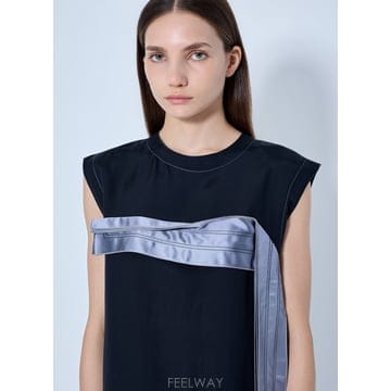 26 F/W 마르니 슬리브리스 미디 드레스 WITH 사틴 디테일 AB B0112306125