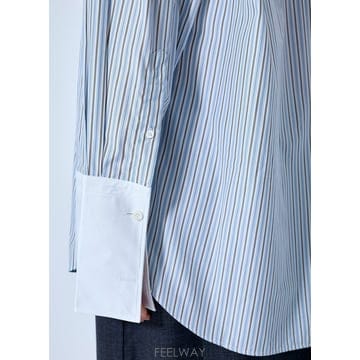 26 F/W 프라다 스트라이프 포플린 롱슬리브 셔츠 P465JR 1H B0112306126