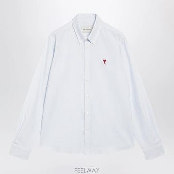 26 F/W 아미 라이트 블루화이트 스트라이프 아미 드 꾀흐 셔츠 B B0052292952