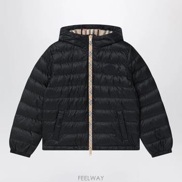 26 F/W 버버리 블랙 나일론 다운 자켓 WITH 체크 디테일 (K B0052306304