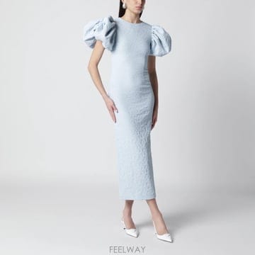 26 S/S 로테이트 라이트 블루 벌룬 자카드 미디 드레스 11551 B0052306371