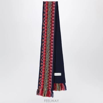 26 F/W 드리스 반 노튼 네이비 블루 울 스카프 WITH 멀티컬러 B0052306435